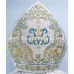 METALLIC SILVER MITRE WITH AM EMBROIDERY
