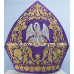 VIOLET MITRE WITH PELICAN EMBROIDERY