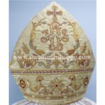 METALLIC GOLD MITRE WITH IHS EMBROIDERY
