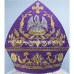 VIOLET MITRE WITH PELICAN EMBROIDERY
