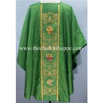 GREEN GOTHIC VESTMENT WITH THREE HEARTS OF THE HOLY FAMILY EMBROIDERY - Image 2