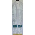 METALLIC SILVER GOTHIC COPE AND STOLE SET WITH AVE MARIA (AM) EMBROIDERY - Image 3