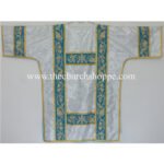 METALLIC SILVER ROMAN DALMATIC VESTMENT WITH DEACON’S STOLE AND MANIPLE - Image 2