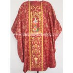 METALLIC RED GOTHIC VESTMENT WITH ST.GEORGE EMBROIDERY