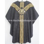 BLACK GOTHIC VESTMENT WITH IHS EMBROIDERY