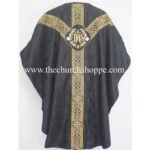 BLACK GOTHIC VESTMENT WITH IHS EMBROIDERY - Image 2