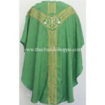 GREEN GOTHIC VESTMENT WITH IHS EMBROIDERY