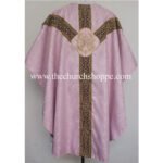 LIGHT ROSE GOTHIC VESTMENT WITH PAX EMBROIDERY - Image 2