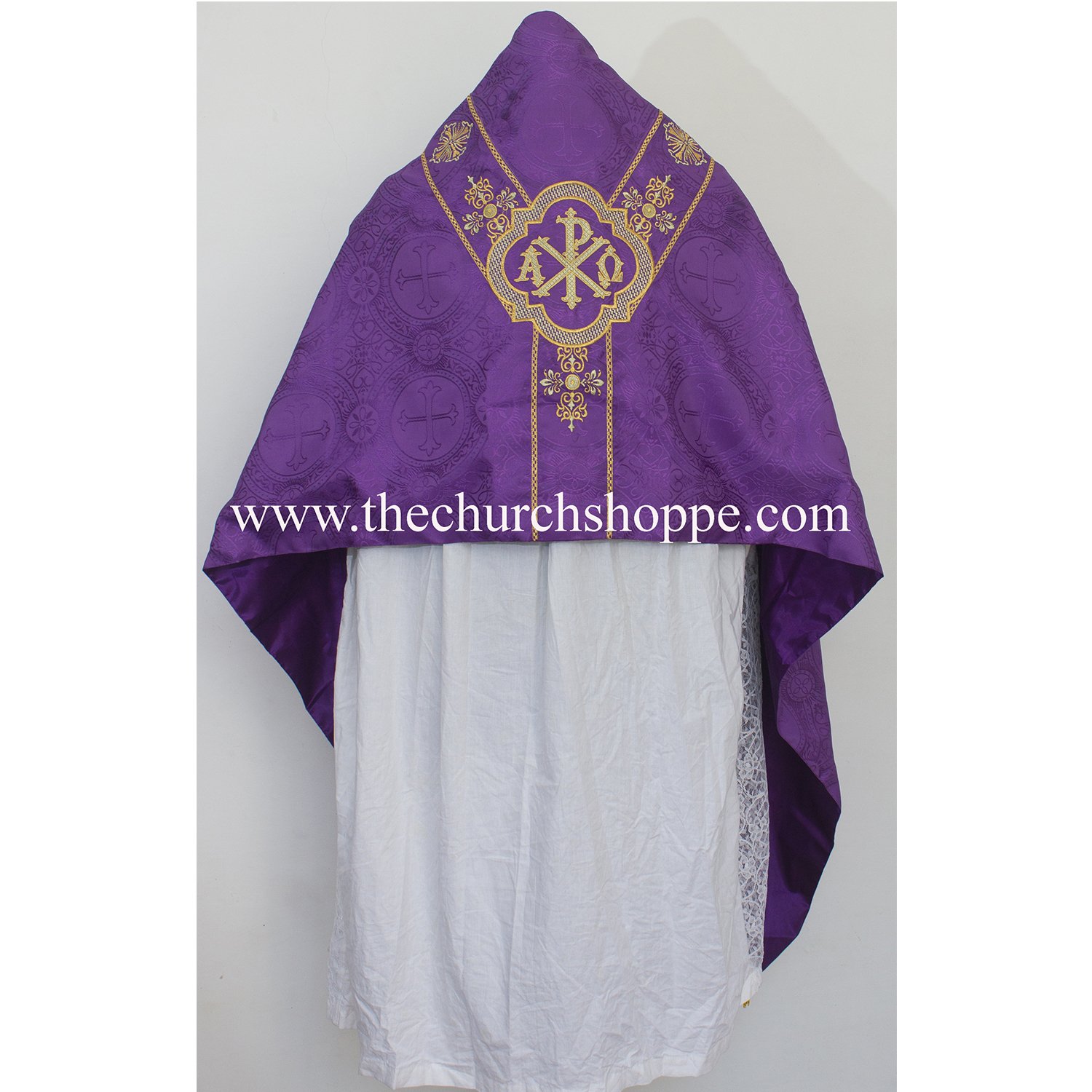 HV_M7B_F1V_PX PURPLE HUMERAL VEIL WITH PAX EMBROIDERY - Image 1