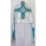 METALLIC SILVER  HUMERAL VEIL WITH AVE MARIA(AM)  EMBROIDERY