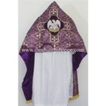 METALLIC VIOLET HUMERAL VEIL WITH PELICAN  EMBROIDERY